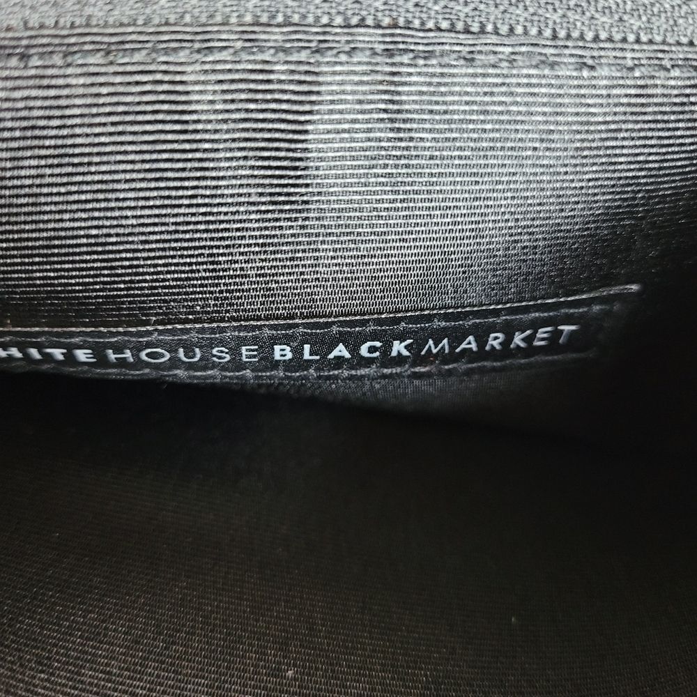 White House Black Market black white moody floral clutch rose gold metal studs - Picture 3 of 10